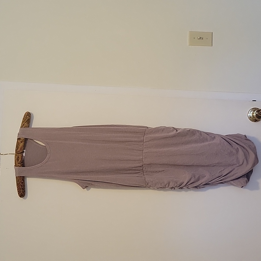 Sundry light brown racerback rusched dress medium (2)